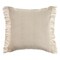 Laddha Home Designs 20" Cream Solid Hand Woven Square Throw Pillow with Fringe